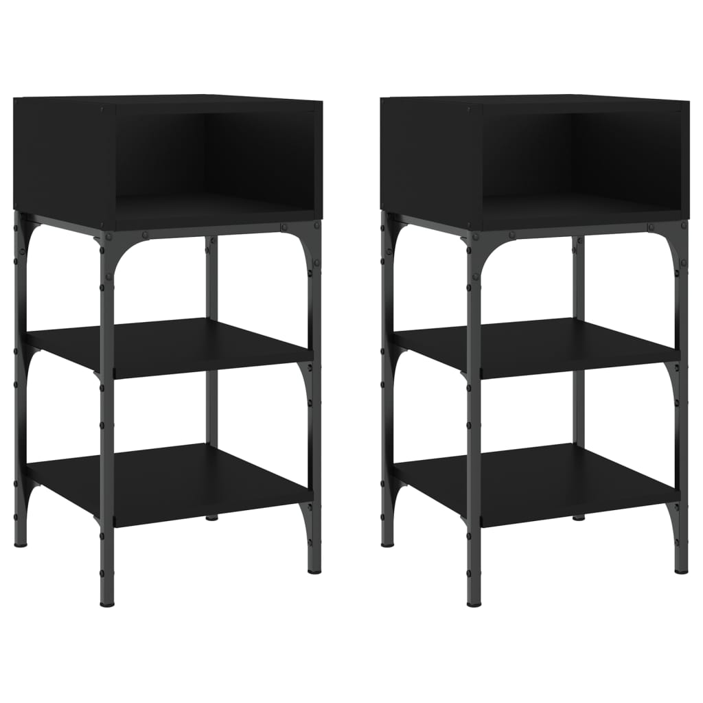 Tables de chevet 2 pcs noir 35x34,5x70 cm bois d'ingénierie - XIOS