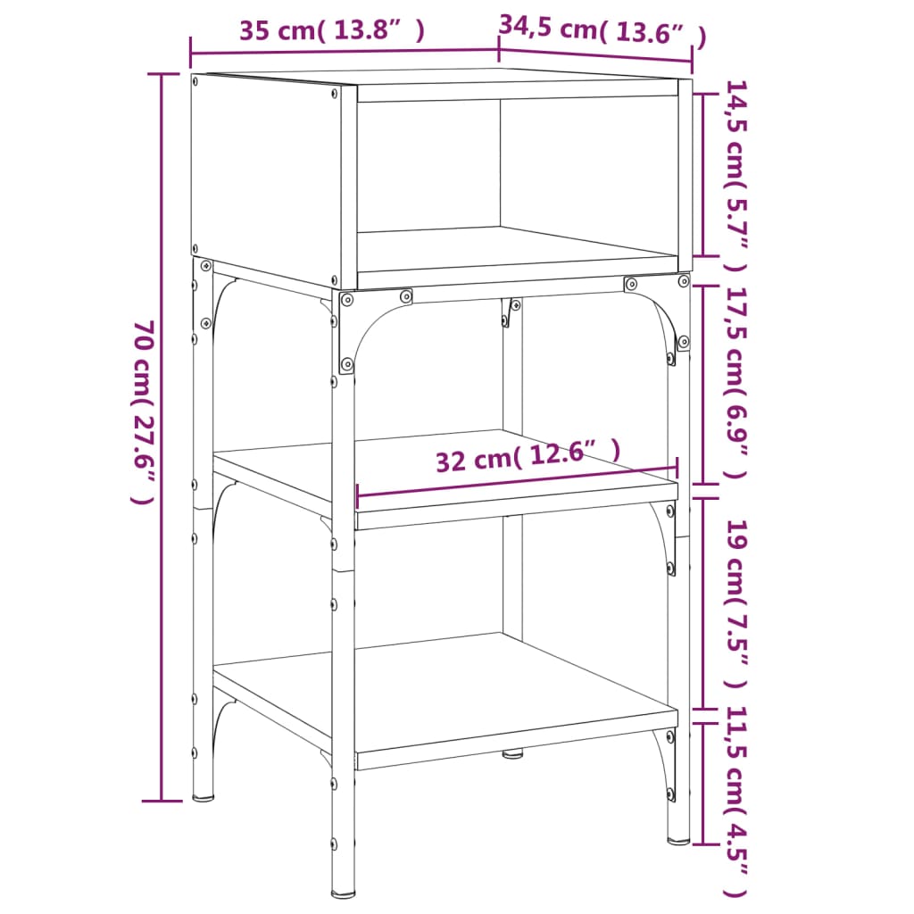 Tables de chevet 2 pcs sonoma gris 35x34,5x70cm bois ingénierie - XIOS