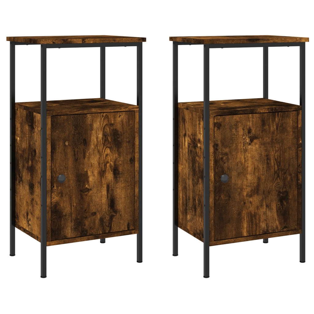 Tables de chevet 2 pcs chêne fumé 41x31x80 cm bois ingénierie - XIOS