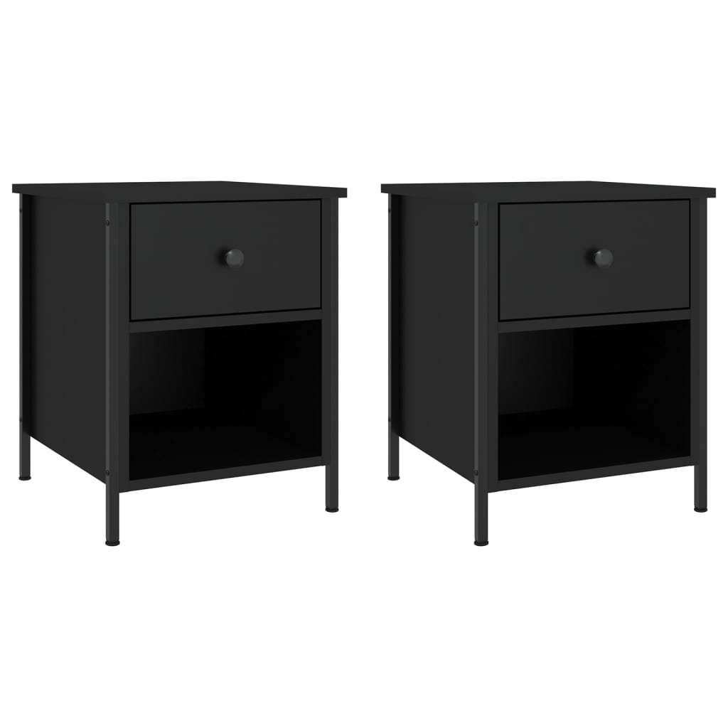 Tables de chevet 2 pcs noir 40x42x50 cm bois d’ingénierie - XIOS