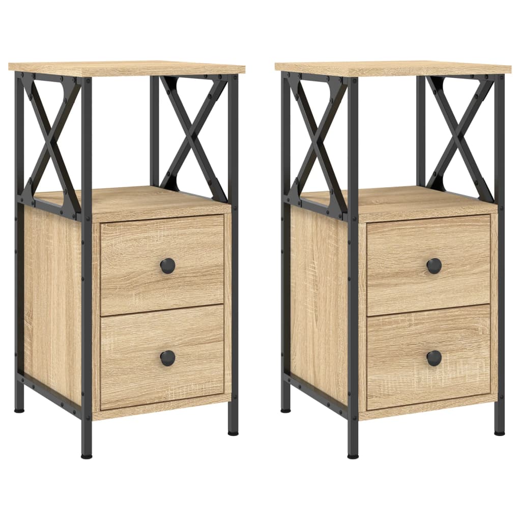 Tables de chevet 2pcs chêne sonoma 34x35,5x70cm bois ingénierie - XIOS