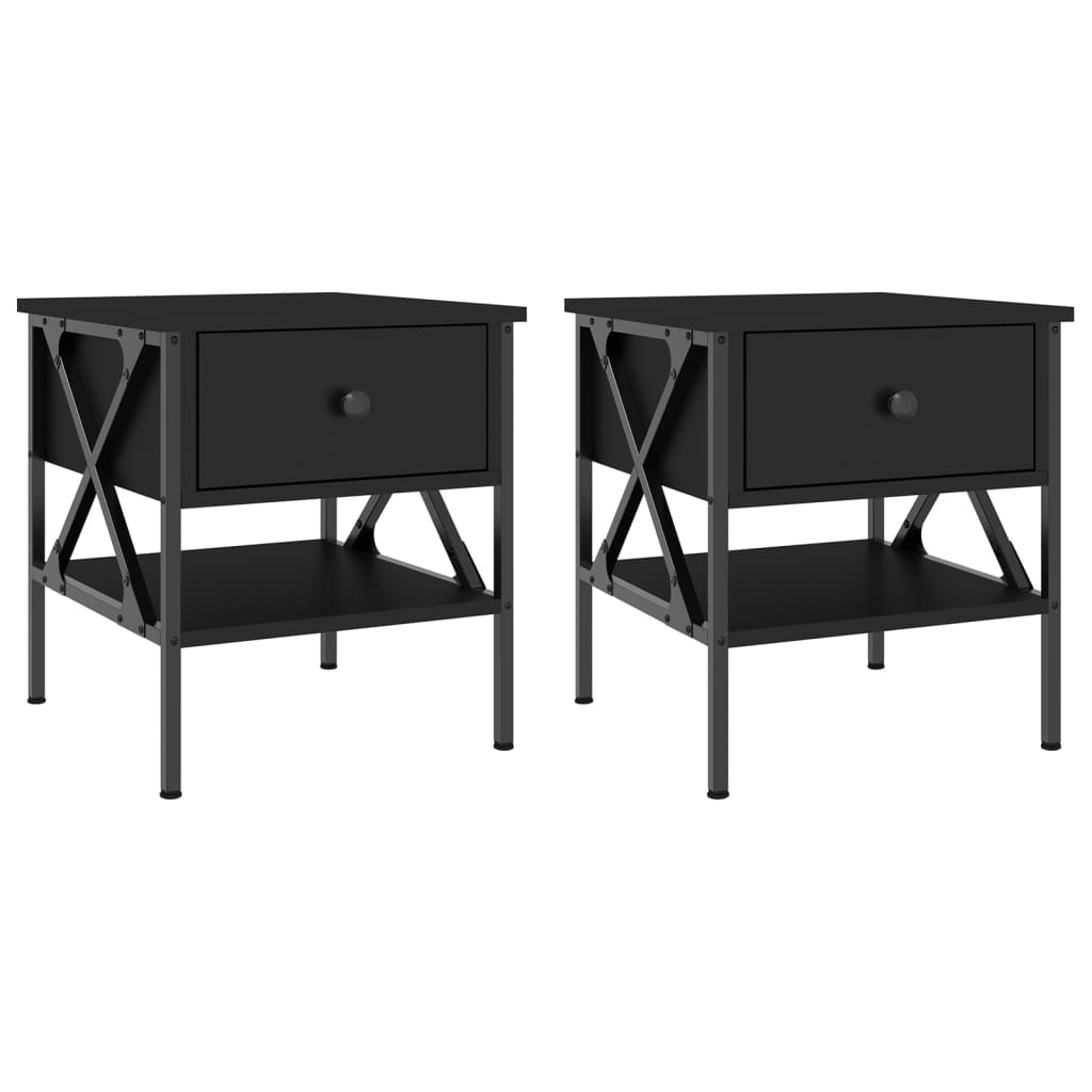 Tables de chevet 2 pcs noir 40x42x45 cm bois d’ingénierie - XIOS