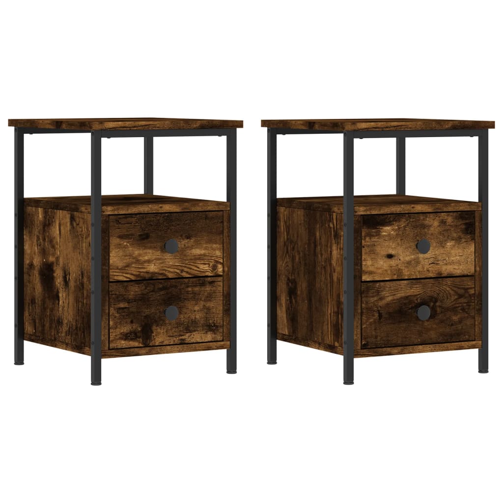 Tables de chevet 2 pcs chêne fumé 34x35,5x50 cm bois ingénierie - XIOS