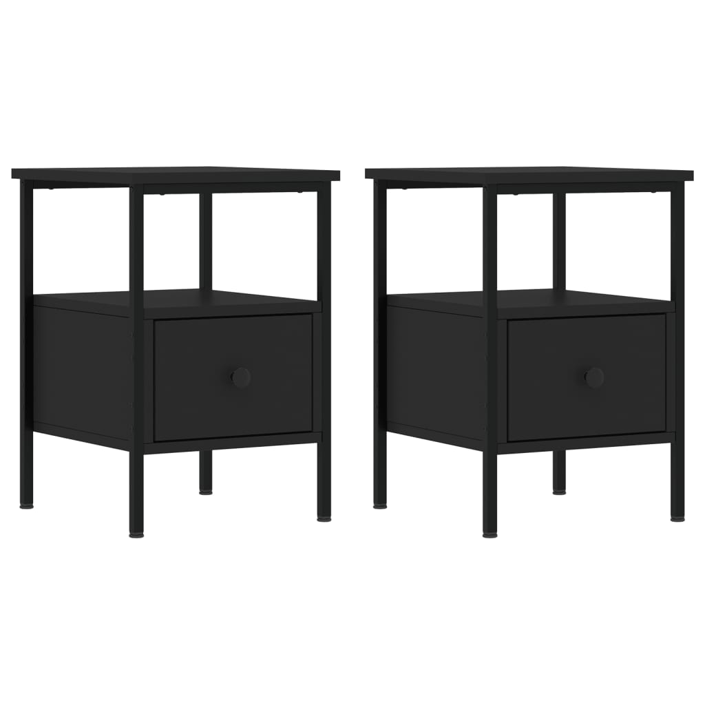 Tables de chevet 2 pcs noir 34x36x50 cm bois d’ingénierie - XIOS