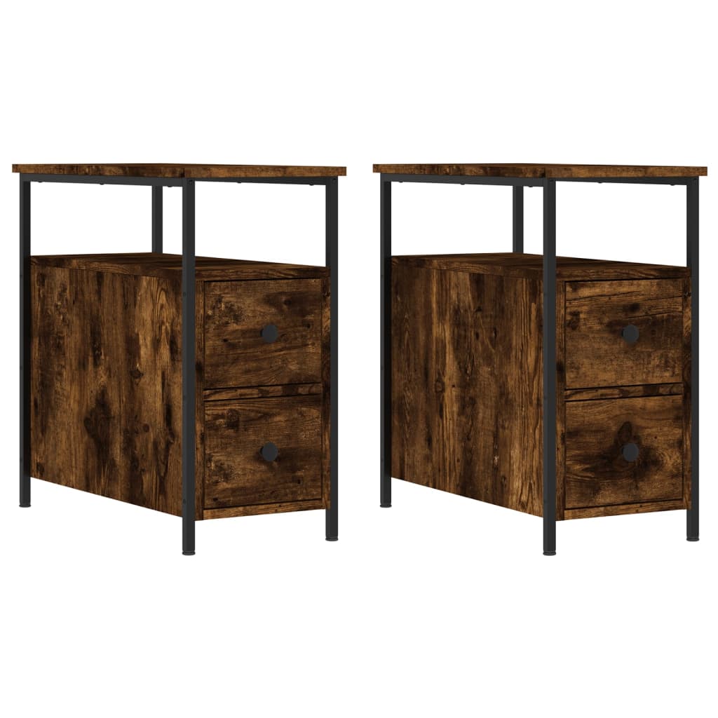 Tables de chevet 2 pcs chêne fumé 30x60x60 cm bois d'ingénierie - XIOS