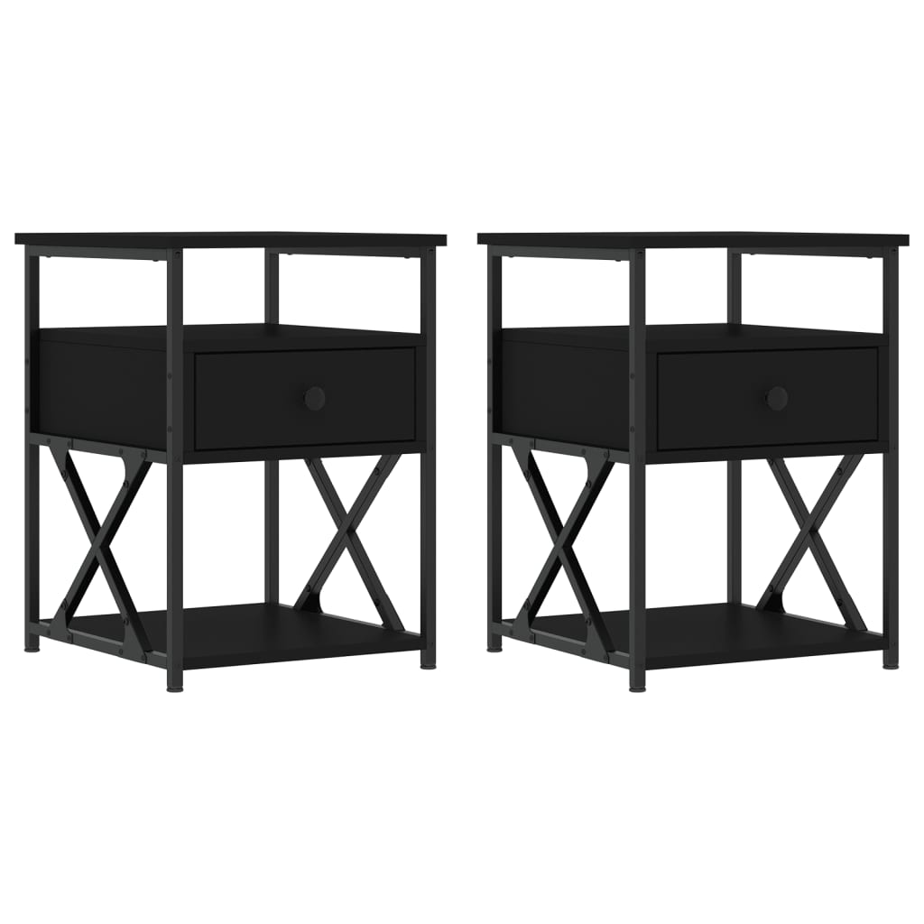 Tables de chevet 2 pcs noir 40x42x55 cm bois d’ingénierie - XIOS