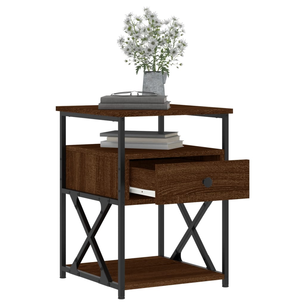 Table de chevet chêne marron 40x42x55 cm bois d'ingénierie - XIOS