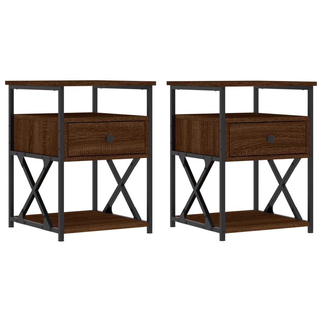 Tables de chevet 2pcs chêne marron 40x42x55cm bois d'ingénierie - XIOS