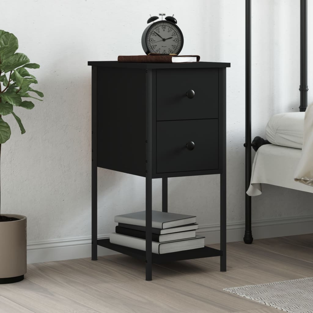 Table de chevet noir 32x42x70 cm bois d’ingénierie - XIOS