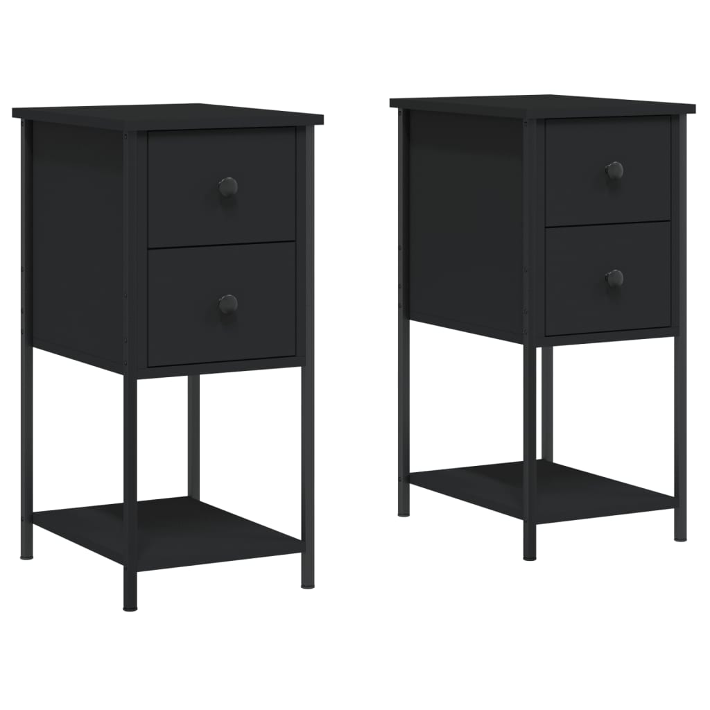 Tables de chevet 2 pcs noir 32x42x70 cm bois d'ingénierie - XIOS