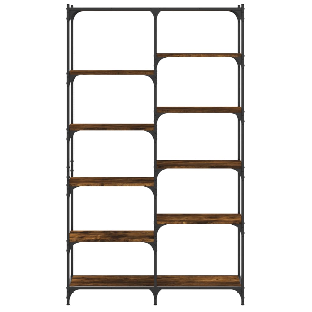 Bibliothèque chêne fumé 100x32x170 cm bois d'ingénierie et fer - XIOS