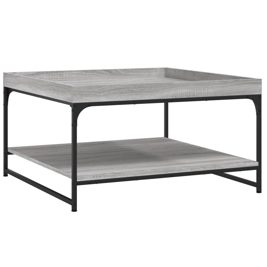 Table basse sonoma gris 80x80x45 cm bois d'ingénierie et fer - XIOS