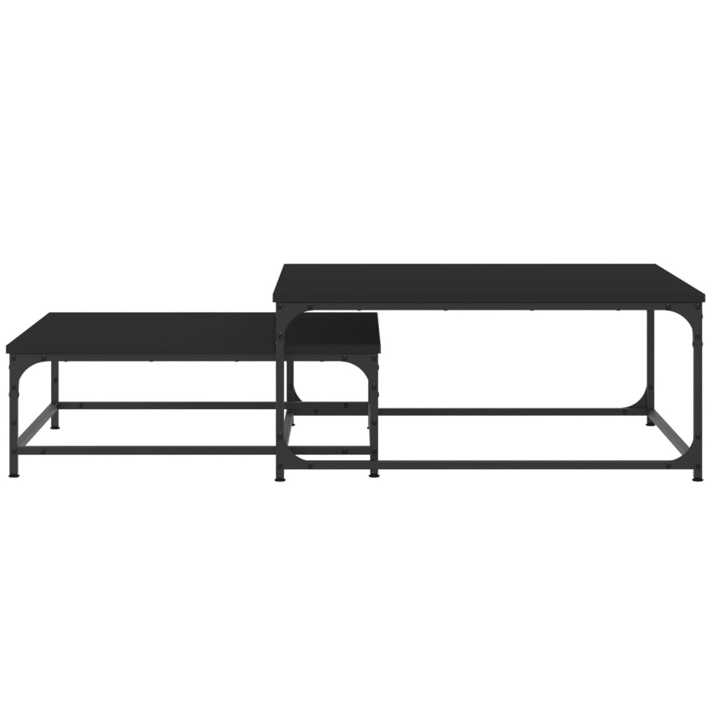 Tables basses gigognes 2 pcs noir bois d'ingénierie - XIOS