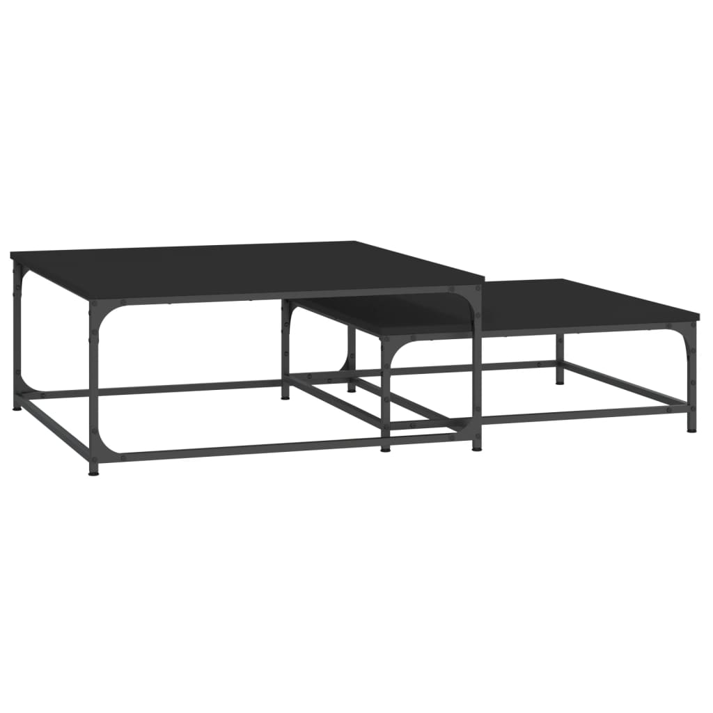 Tables basses gigognes 2 pcs noir bois d'ingénierie - XIOS