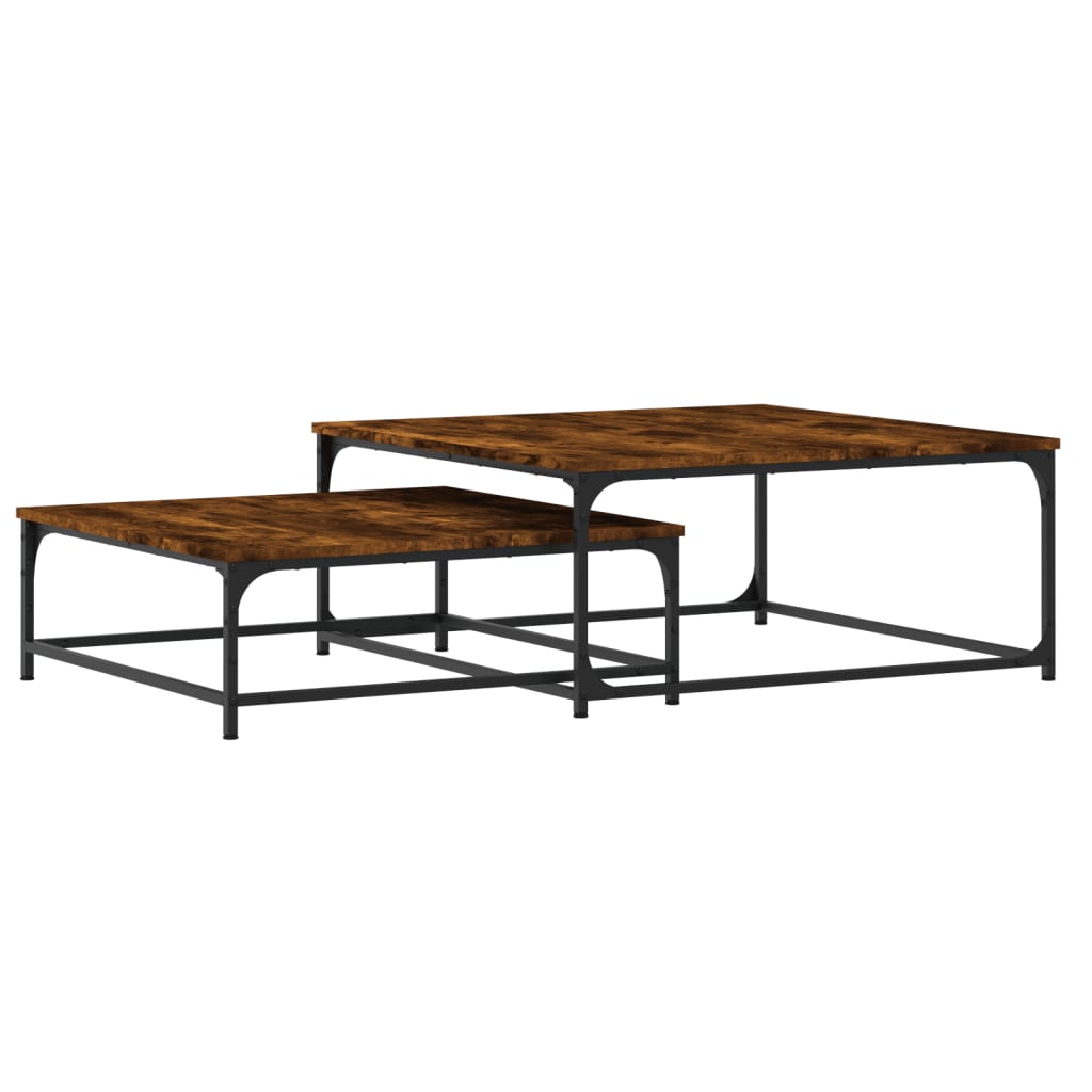 Tables basses gigognes 2 pcs chêne fumé bois d'ingénierie - XIOS