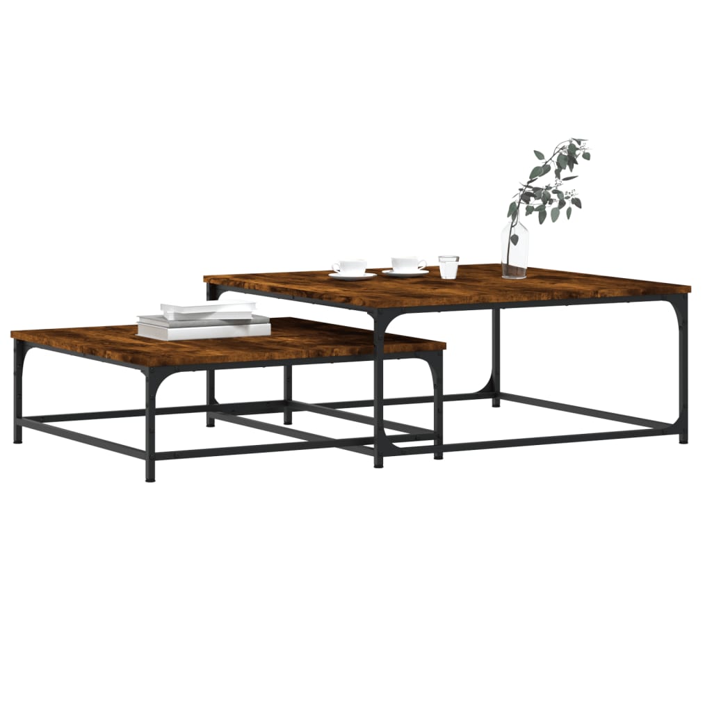 Tables basses gigognes 2 pcs chêne fumé bois d'ingénierie - XIOS