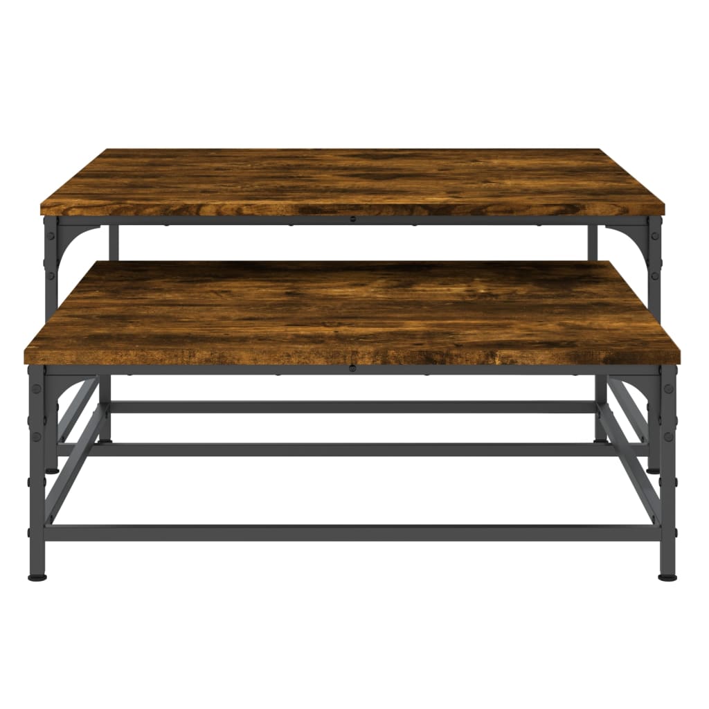 Tables basses gigognes 2 pcs chêne fumé bois d'ingénierie - XIOS