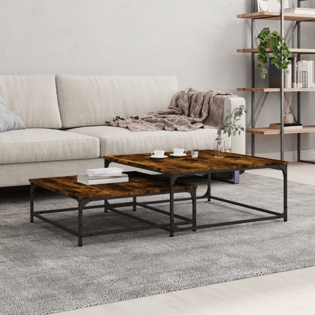 Tables basses gigognes 2 pcs chêne fumé bois d'ingénierie - XIOS
