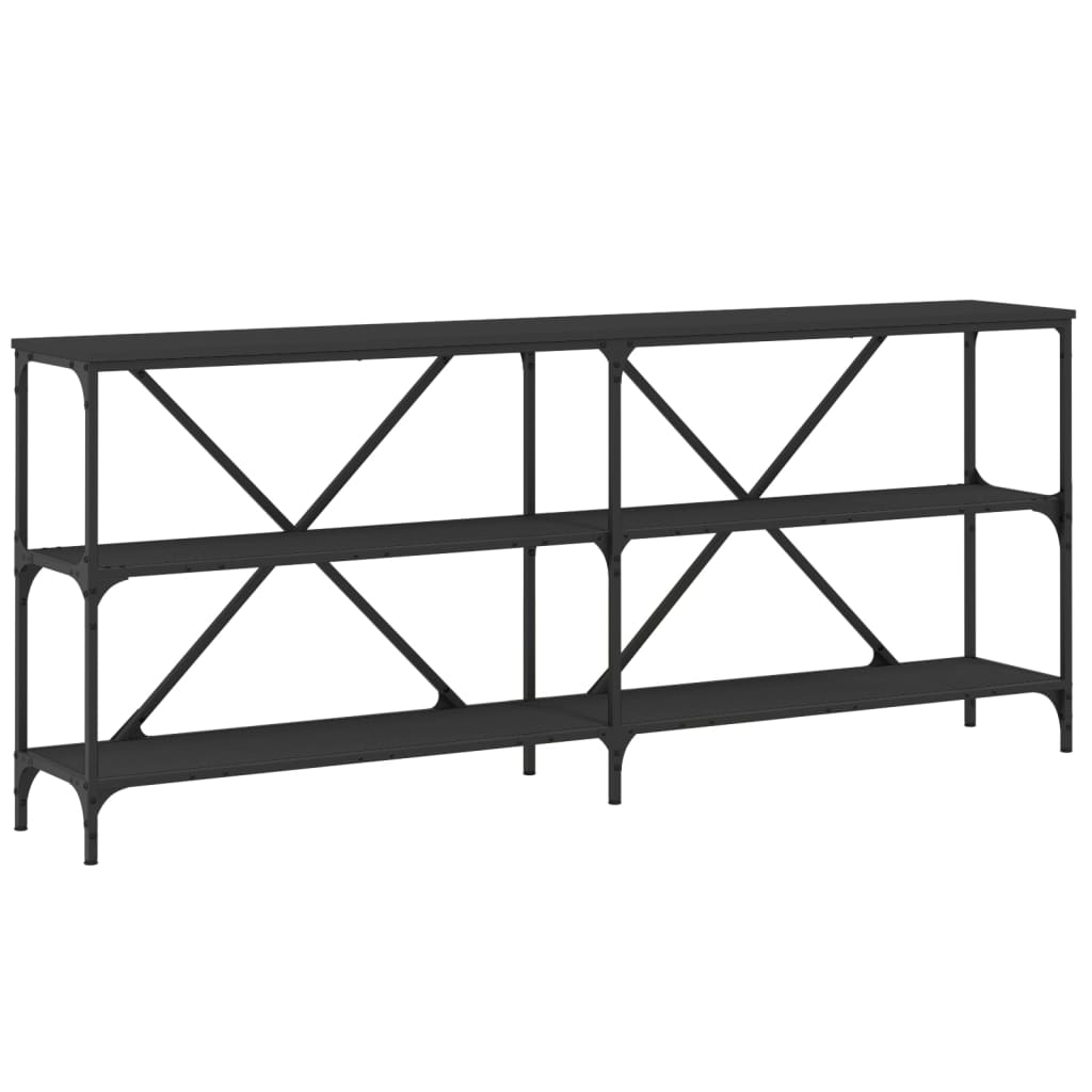 Table console noir 180x30x75 cm bois d'ingénierie et fer - XIOS