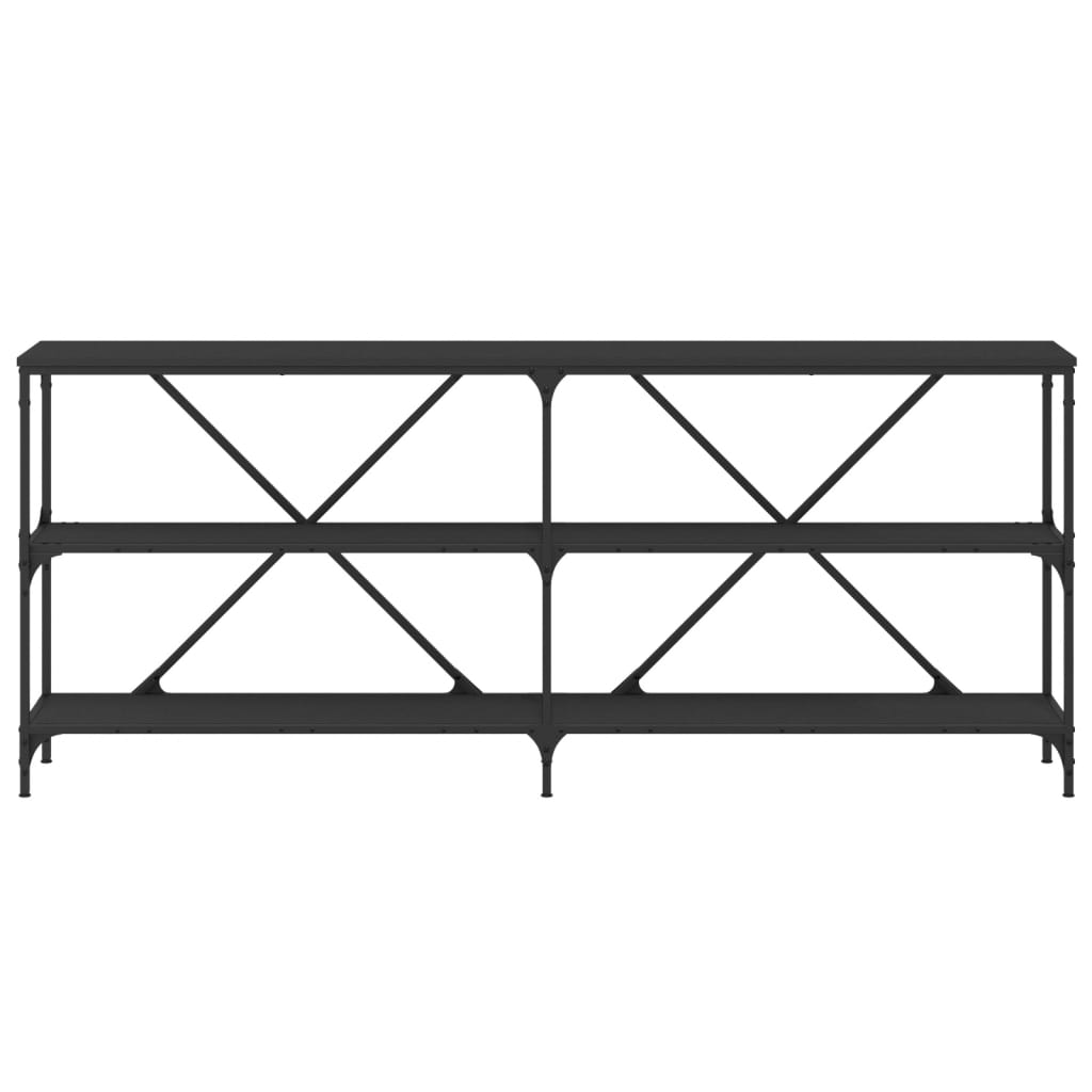 Table console noir 180x30x75 cm bois d'ingénierie et fer - XIOS
