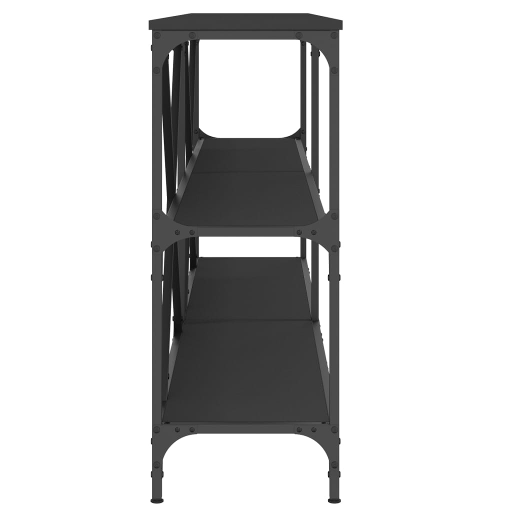 Table console noir 180x30x75 cm bois d'ingénierie et fer - XIOS