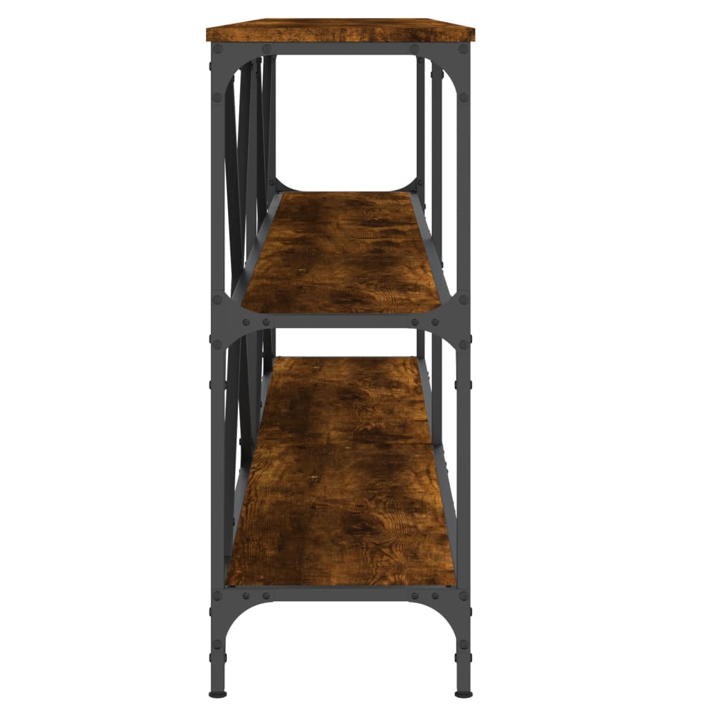 Table console chêne fumé 180x30x75 cm bois d'ingénierie et fer - XIOS
