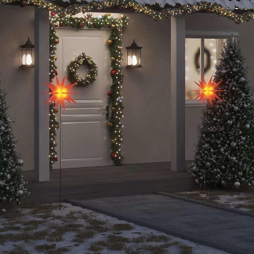 Lumières de Noël avec piquets 3 pcs LED pliable rouge 57 cm - XIOS