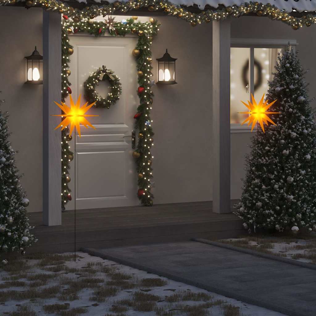 Lumières de Noël avec piquets 3 pcs LED pliable jaune 57 cm - XIOS