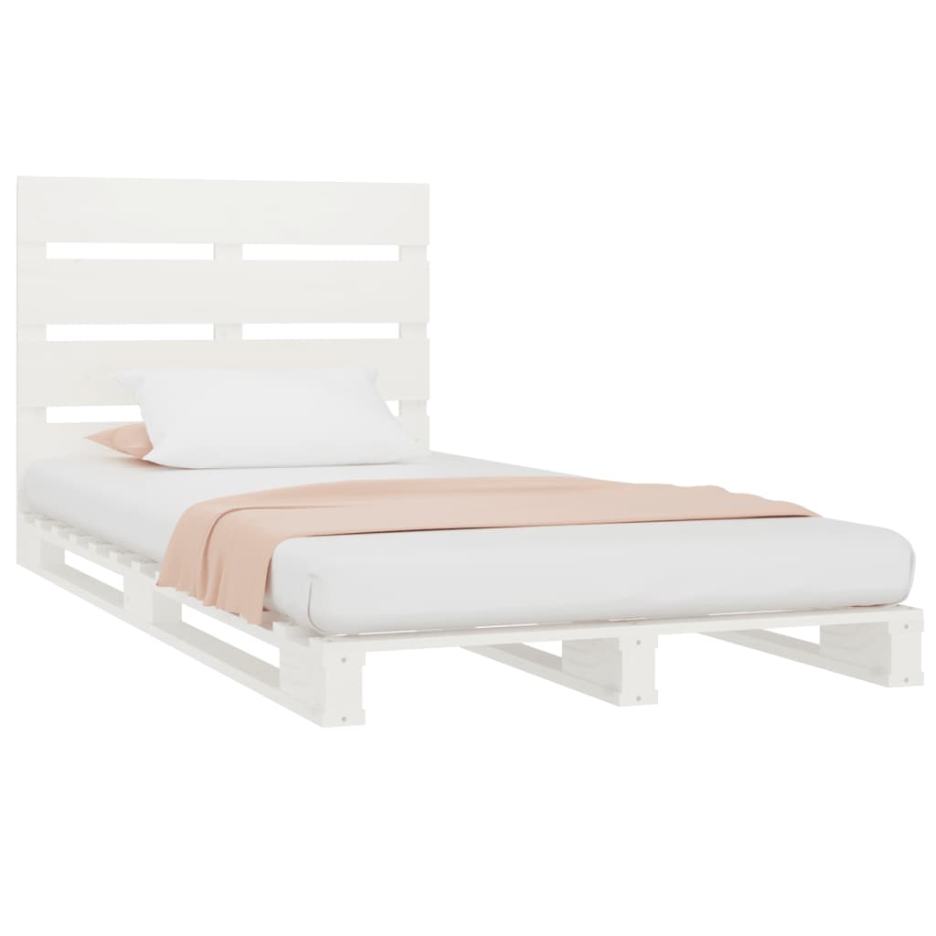 Cadre de lit Blanc 90x190 cm Bois de pin massif Simple - XIOS