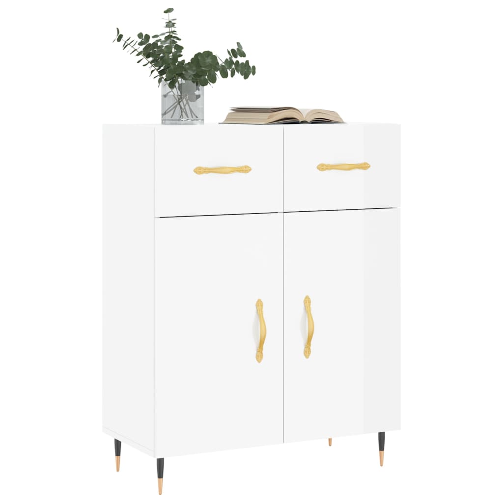 Buffet Blanc brillant 69,5x34x90 cm Bois d'ingénierie - XIOS