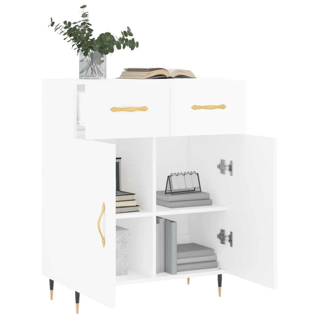 Buffet Blanc brillant 69,5x34x90 cm Bois d'ingénierie - XIOS