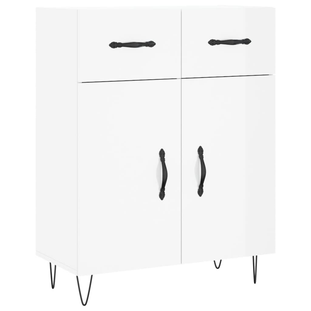 Buffet Blanc brillant 69,5x34x90 cm Bois d'ingénierie - XIOS