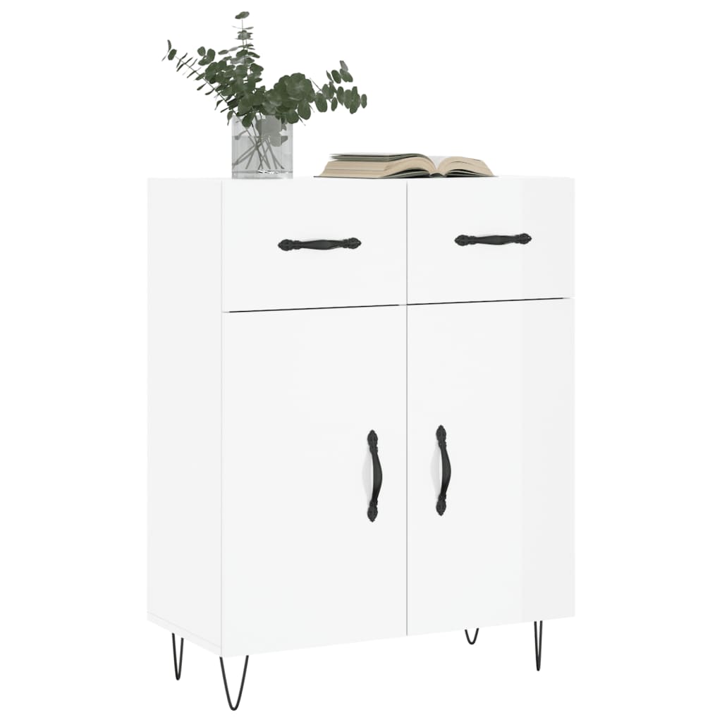 Buffet Blanc brillant 69,5x34x90 cm Bois d'ingénierie - XIOS