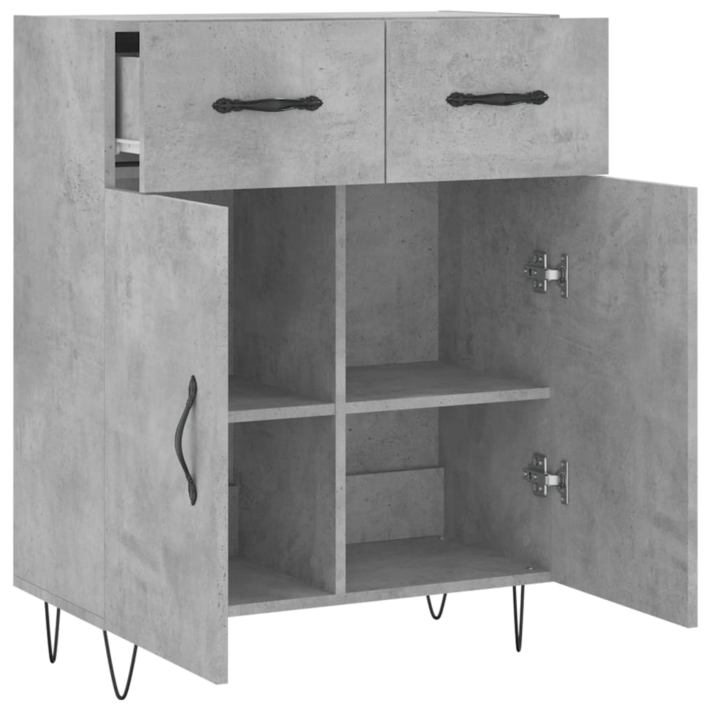 Buffet gris béton 69,5x34x90 cm bois d'ingénierie - XIOS