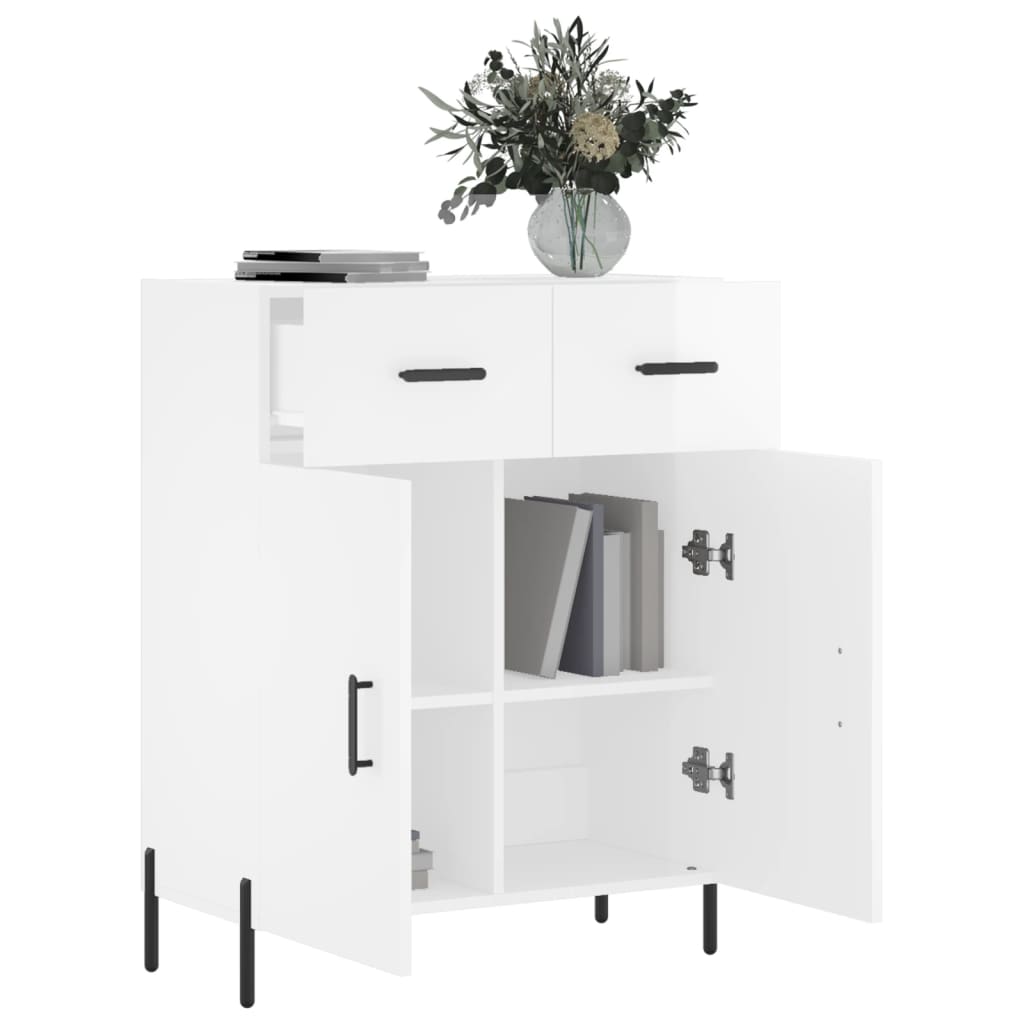 Buffet Blanc brillant 69,5x34x90 cm Bois d'ingénierie - XIOS
