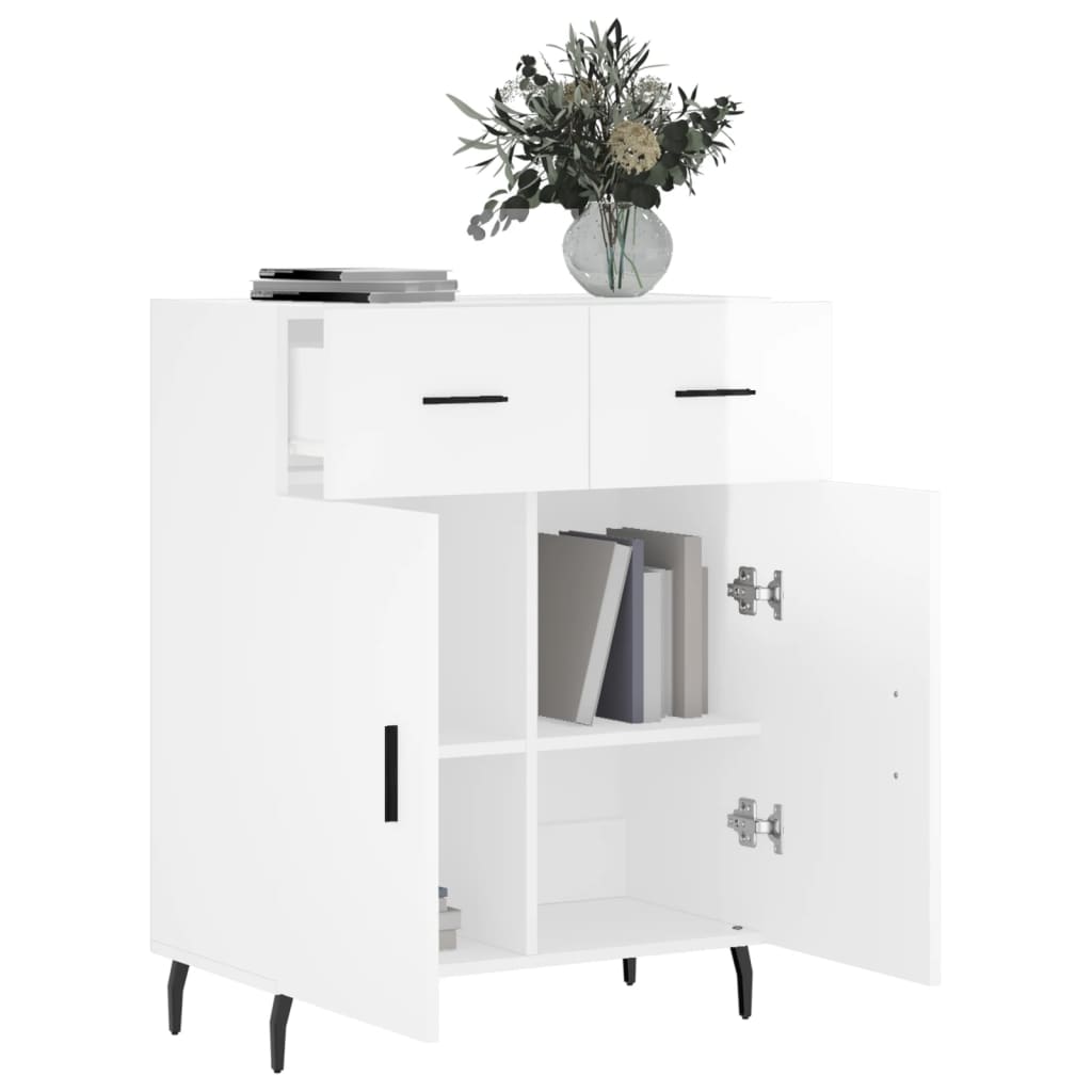 Buffet Blanc brillant 69,5x34x90 cm Bois d'ingénierie - XIOS