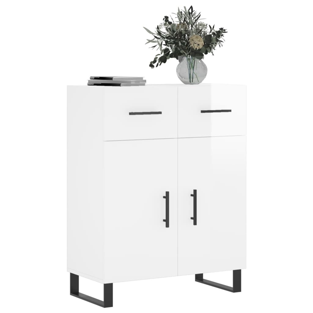 Buffet Blanc brillant 69,5x34x90 cm Bois d'ingénierie - XIOS