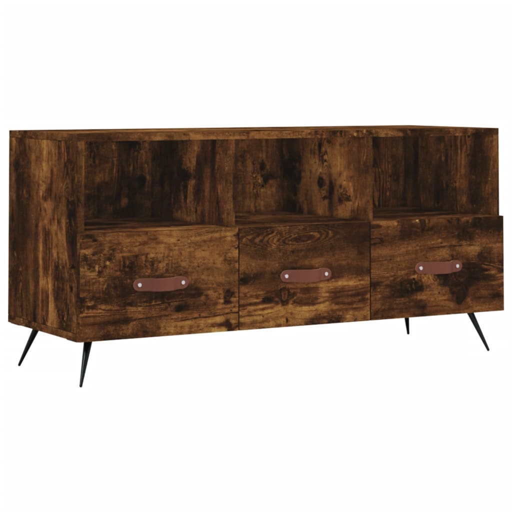 Meuble TV chêne fumé 102x36x50 cm bois d'ingénierie - XIOS