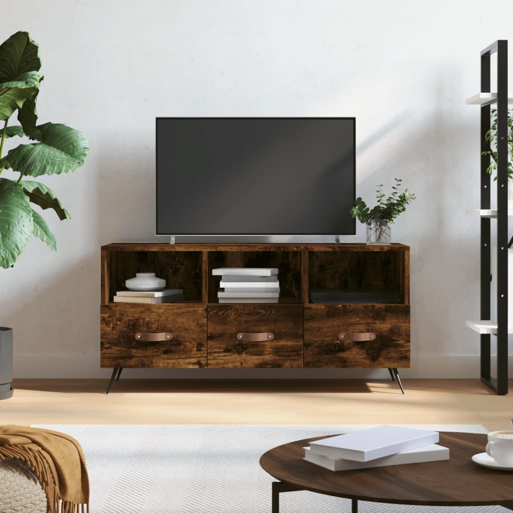 Meuble TV chêne fumé 102x36x50 cm bois d'ingénierie - XIOS
