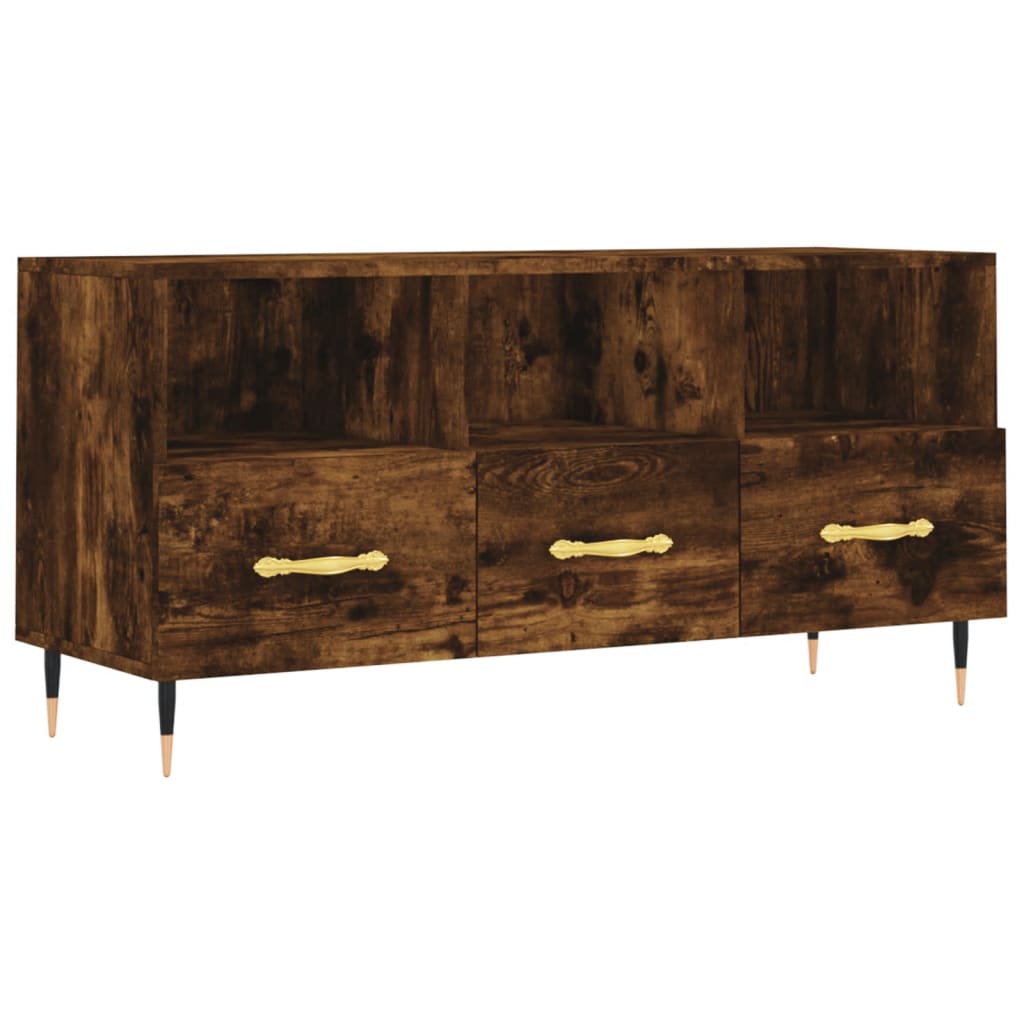 Meuble TV chêne fumé 102x36x50 cm bois d'ingénierie - XIOS
