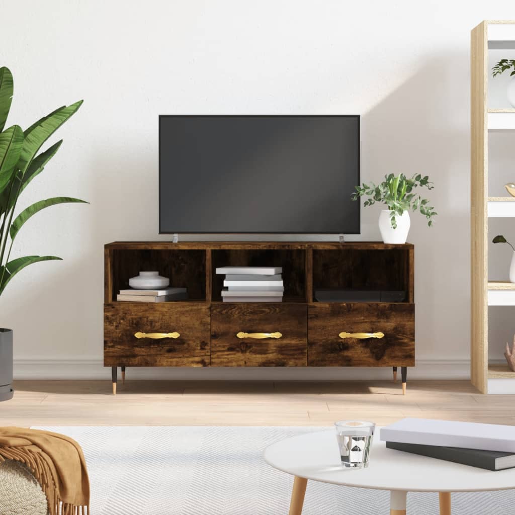 Meuble TV chêne fumé 102x36x50 cm bois d'ingénierie - XIOS