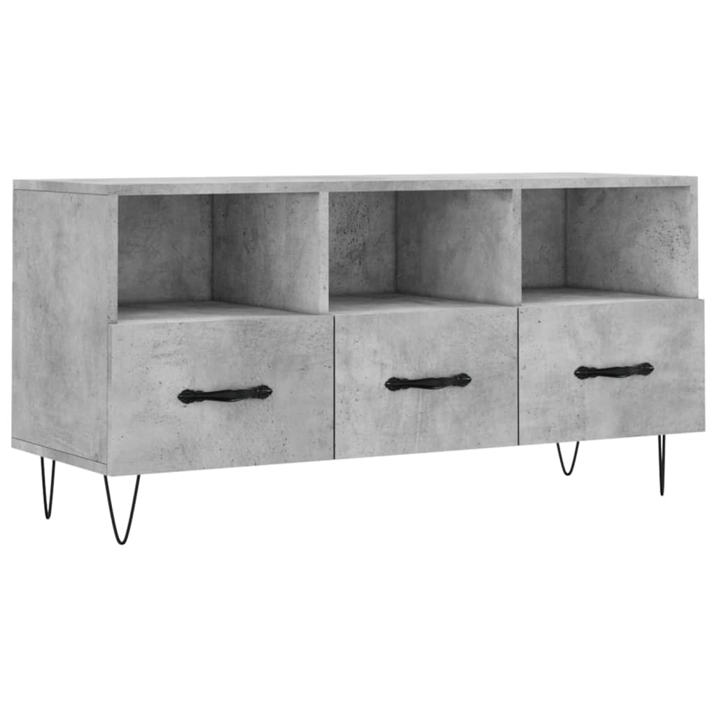 Meuble TV gris béton 102x36x50 cm bois d'ingénierie - XIOS