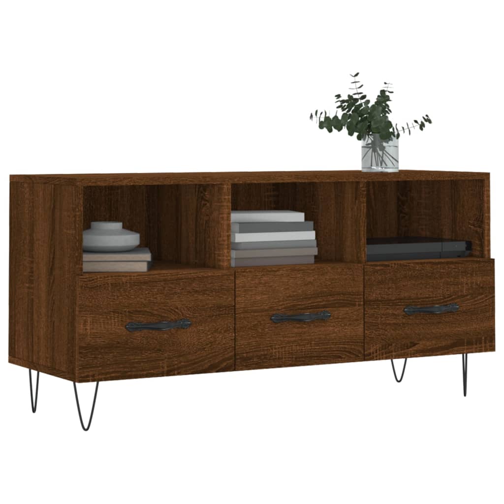 Meuble TV chêne marron 102x36x50 cm bois d'ingénierie - XIOS