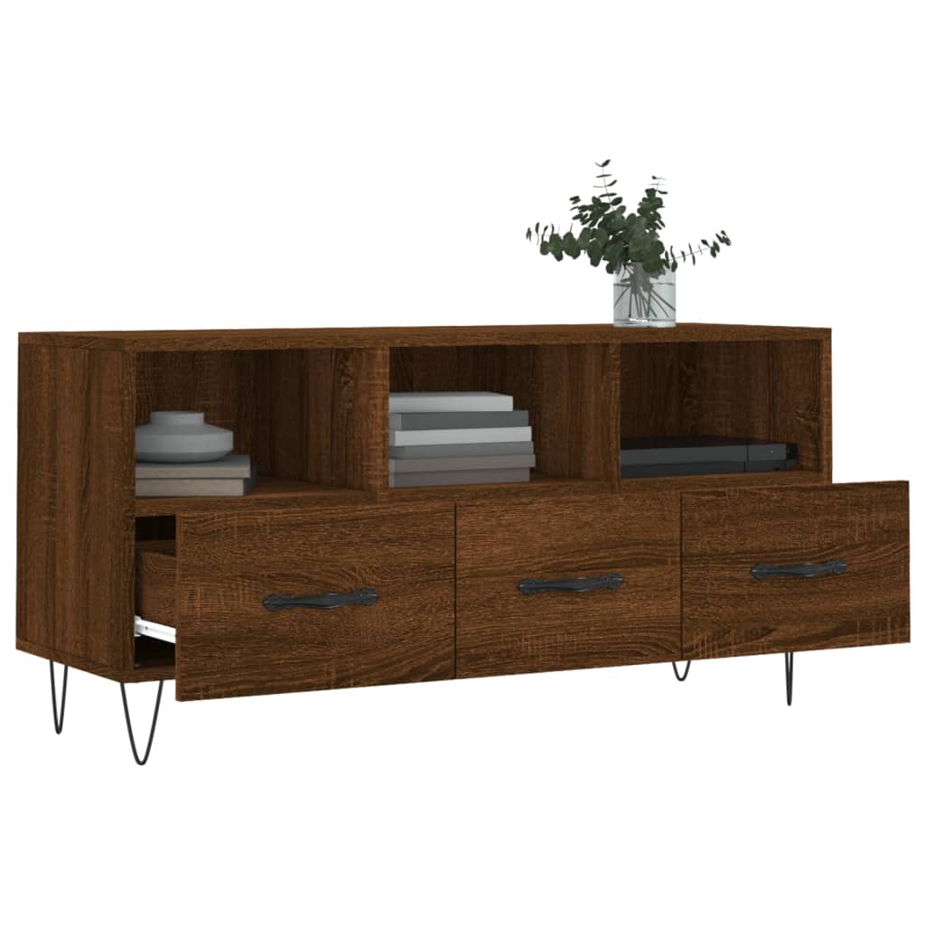 Meuble TV chêne marron 102x36x50 cm bois d'ingénierie - XIOS