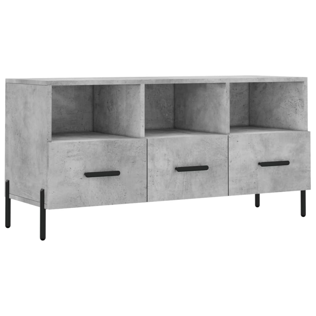 Meuble TV gris béton 102x36x50 cm bois d'ingénierie - XIOS