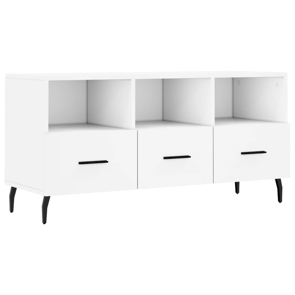 Meuble TV blanc 102x36x50 cm bois d'ingénierie - XIOS