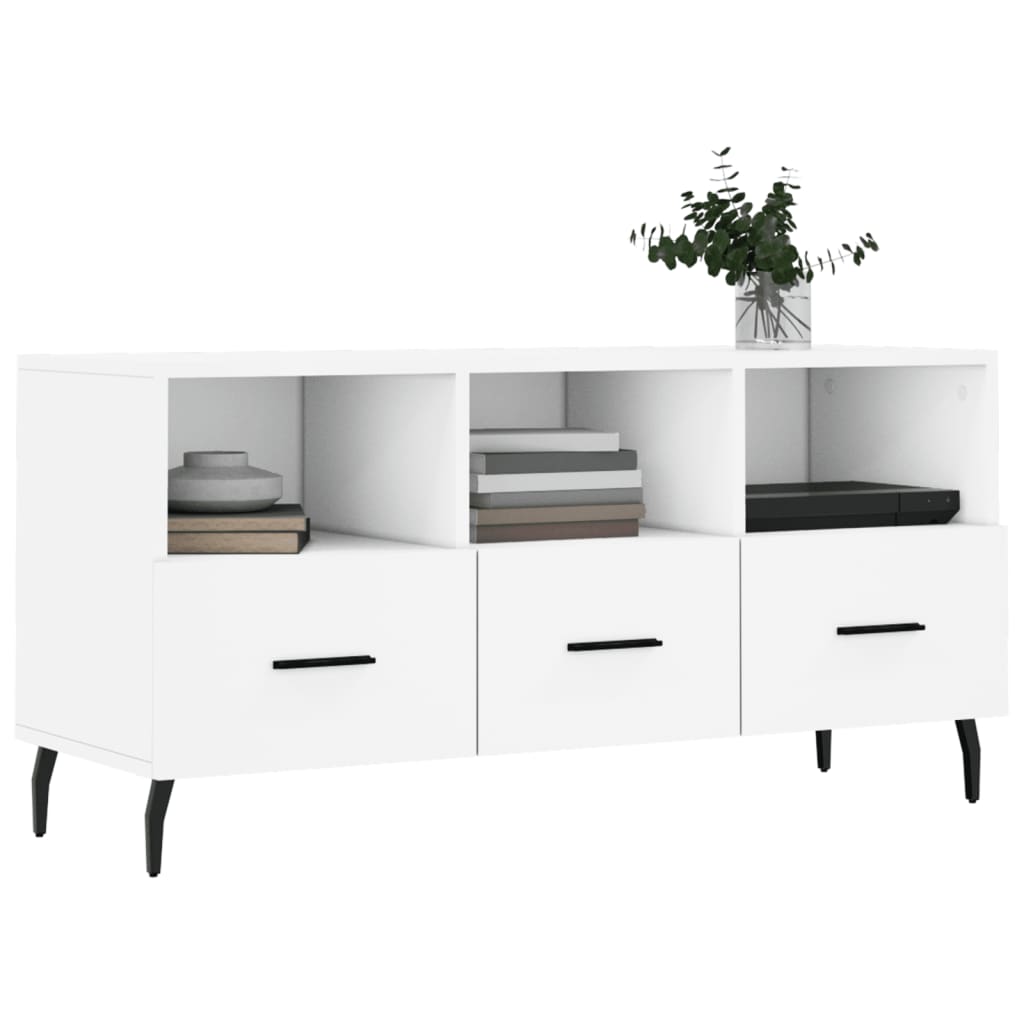 Meuble TV blanc 102x36x50 cm bois d'ingénierie - XIOS