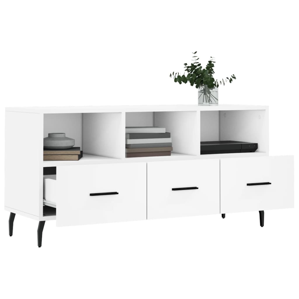 Meuble TV blanc 102x36x50 cm bois d'ingénierie - XIOS