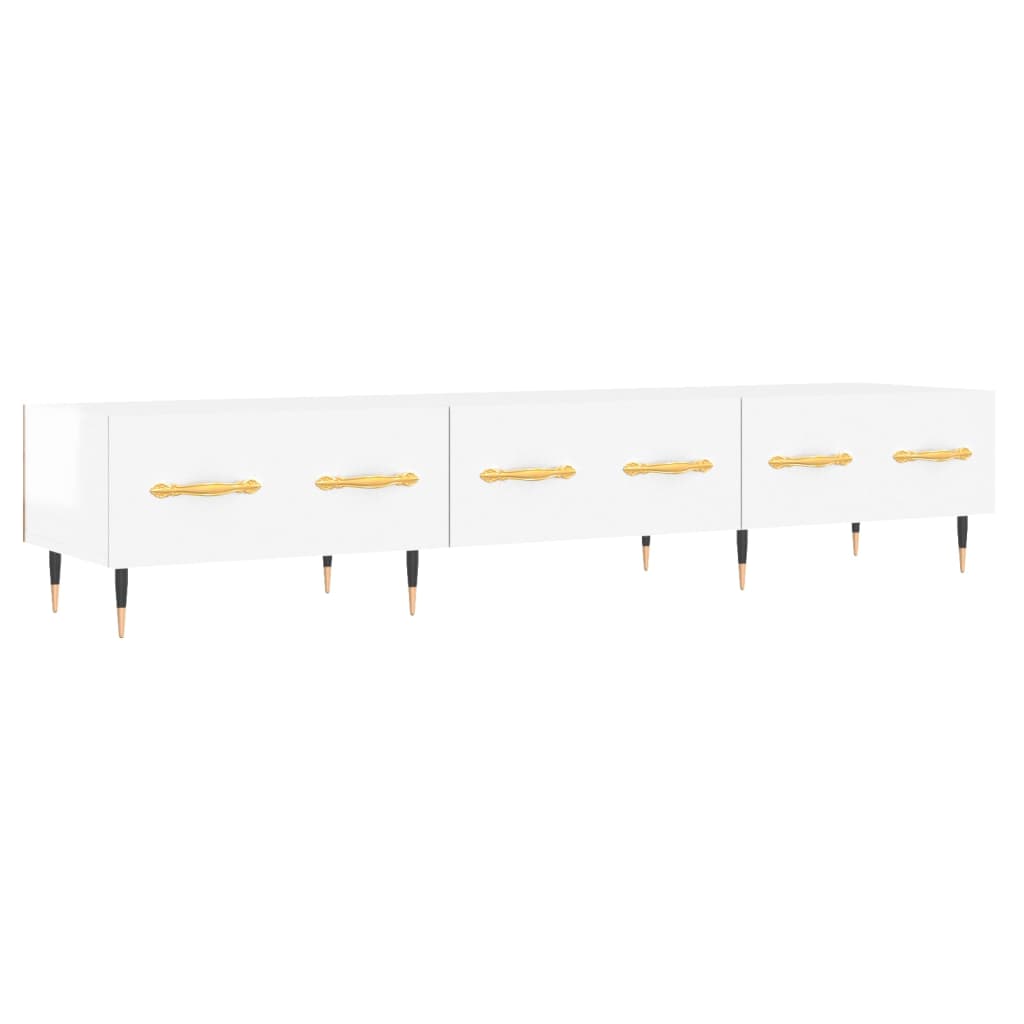 Meuble TV blanc brillant 150x36x30 cm bois d'ingénierie - XIOS