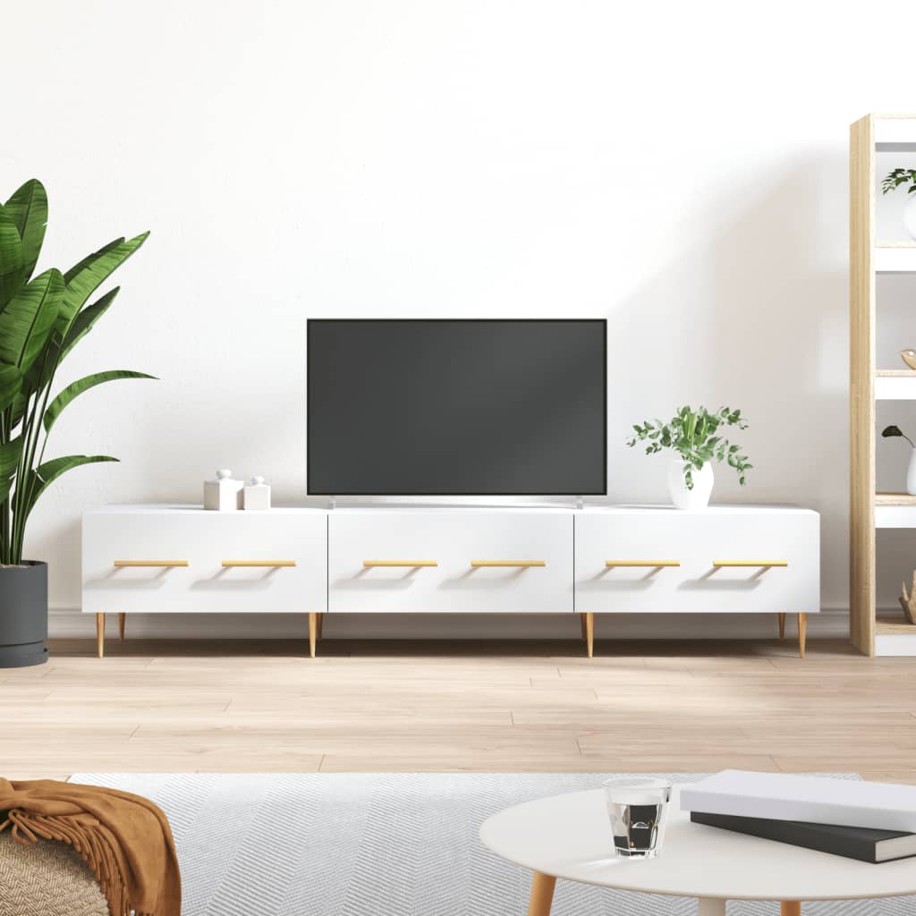 Meuble TV blanc 150x36x30 cm bois d'ingénierie - XIOS